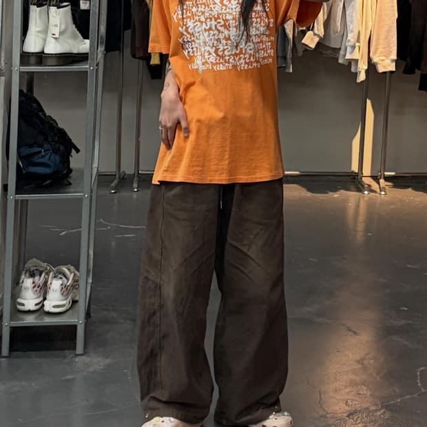 스투시 빈티지 오렌지 반팔 A2469