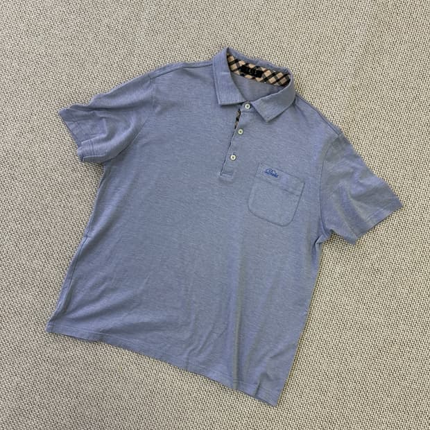 105 닥스 체크 배색 반팔 카라티 0401D