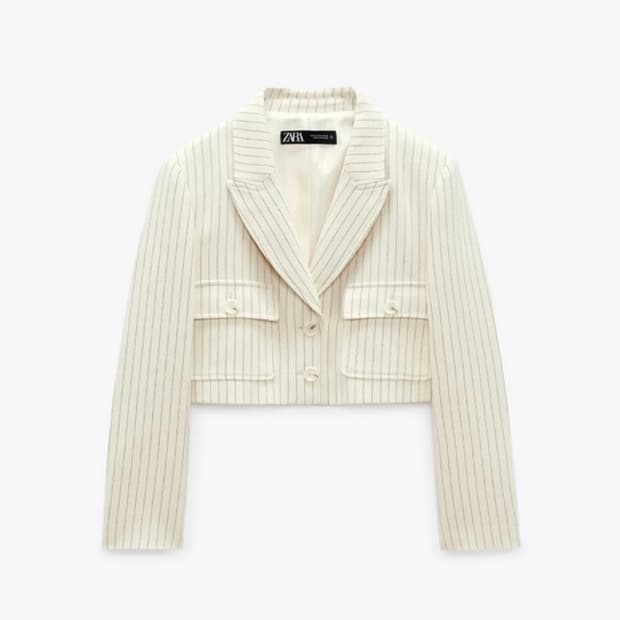 자라 스트라이프 크롭 블레이저 자켓 (S)