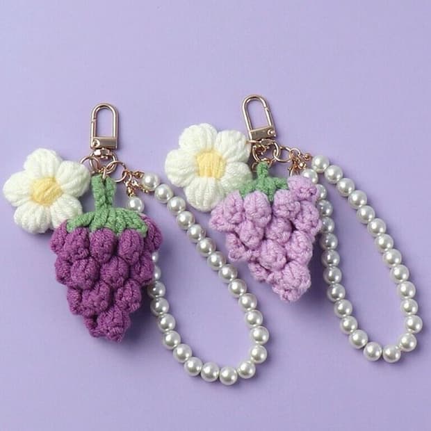 포도 인형 키링 핸드메이드 손뜨개