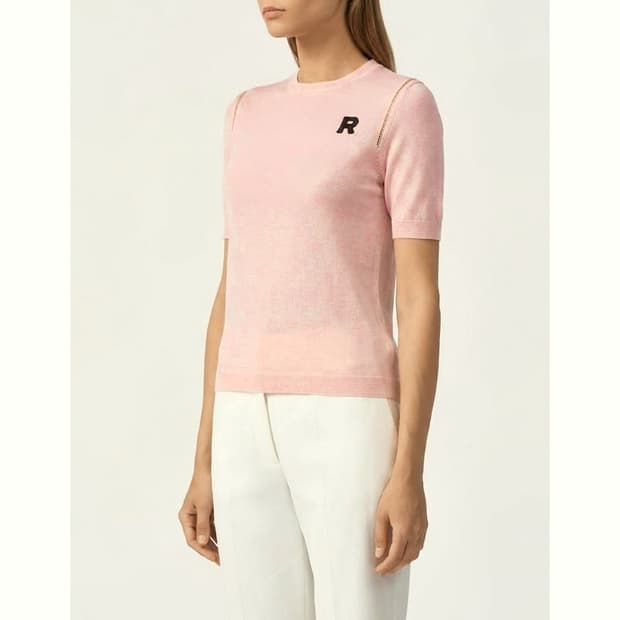 로샤스 R 로고 캐시미어 반팔 니트