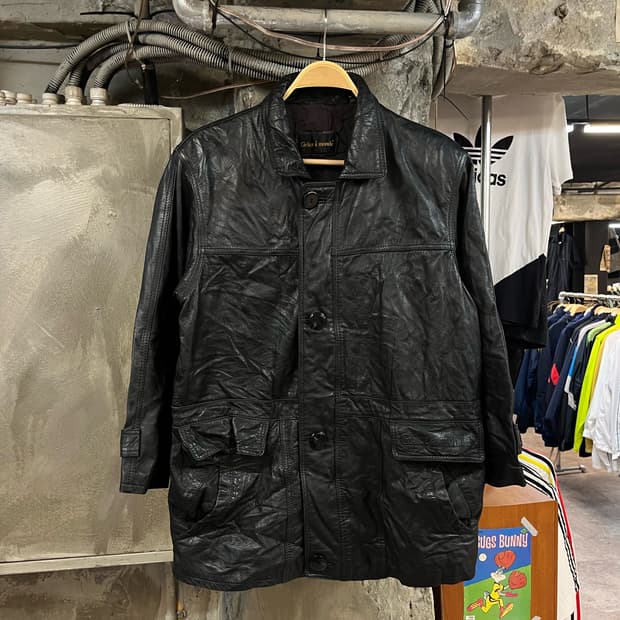 빈티지 카라 가죽 레더자켓 블랙 L #csz2597