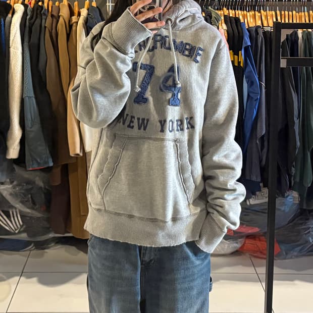 아베크롬비 그레이 후드티