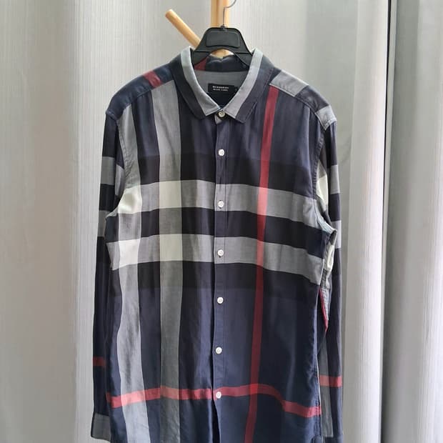 버버리 블랙라벨 체크 셔츠4/남성M#