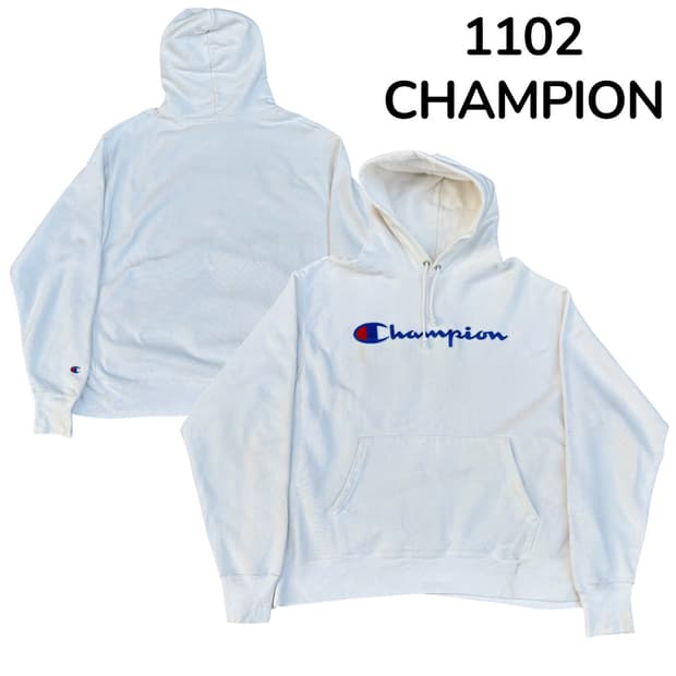 챔피온 일본판 리버스위브 화이트 빅로고 후드티 XL