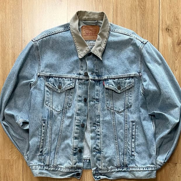 택포) 국내유일 90s USA 리바이스 코듀로이 카라 데님 트러커 자켓