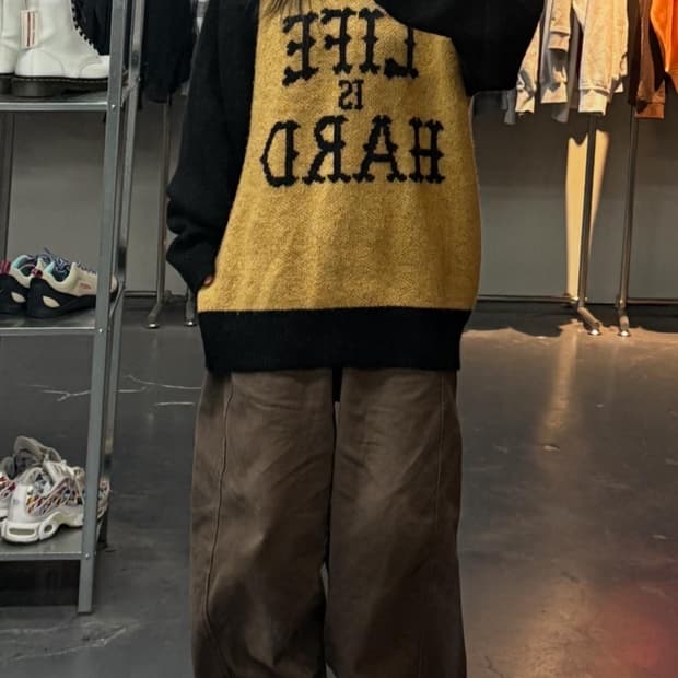 더바이닐하우스 모헤어 자카드 옐로우 스웨터 A3402