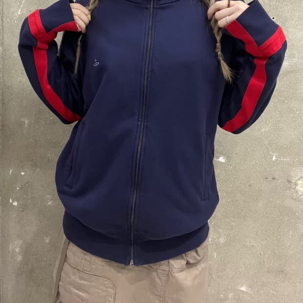 비비안 웨스트우드 레드스티치 네이비 후드집업 m 100