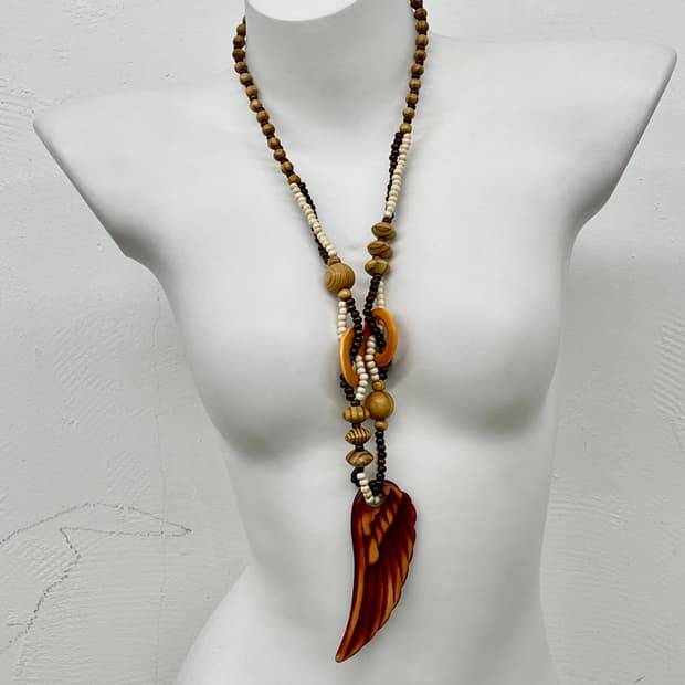 히피 에스닉 우드 롱 네크리스