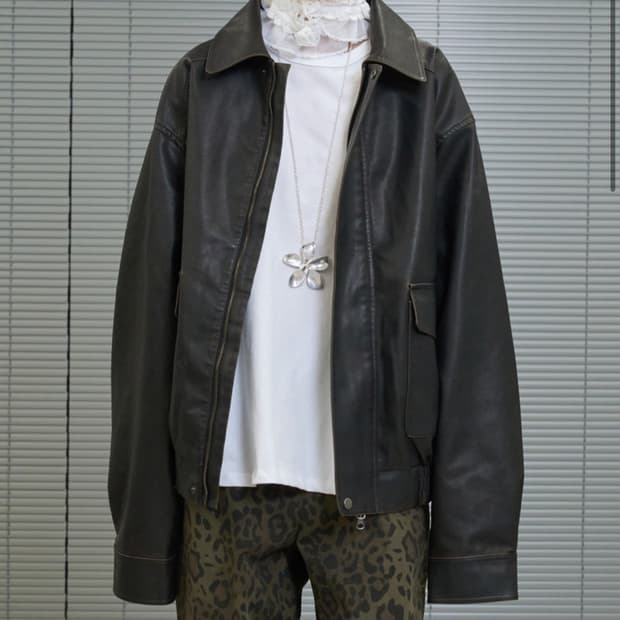 피그먼트 워시드 레더자켓