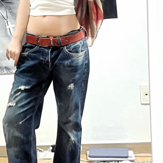 버커루 카모 디테일 더티 워싱 데님 팬츠