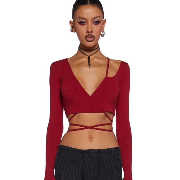 Fader Ribbed Wrap Top