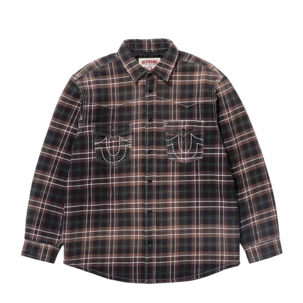 L 슈프림 트루릴리전 퀼티드 체크셔츠