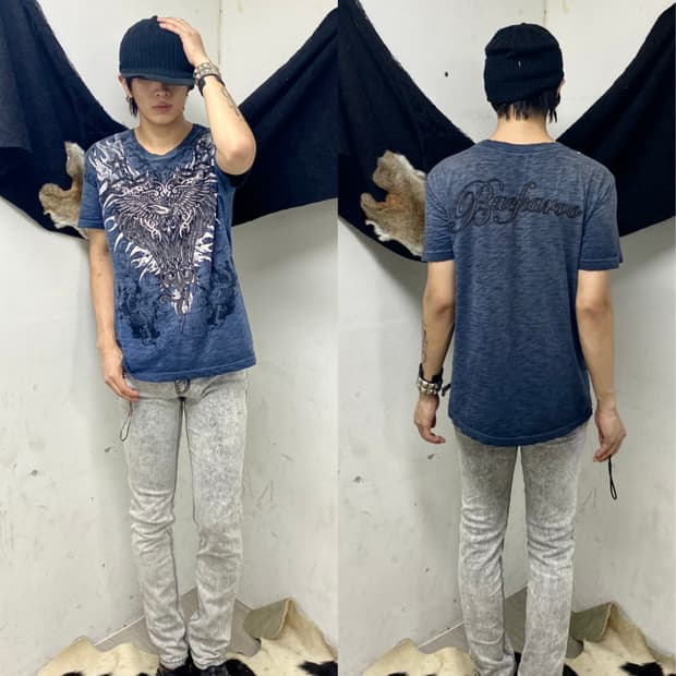 (Buckaroo)00’s Gothic Print Loose-Fit Te