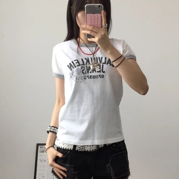 00s Calvin Klein Jeans White Ringer Tee