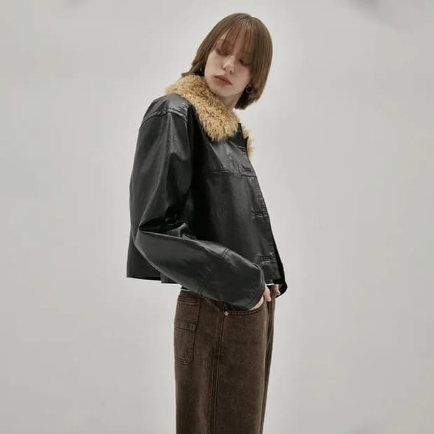 레더 크롭 자켓