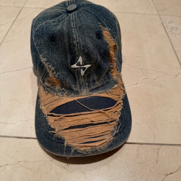 BLR 블러 데님 찢청 볼캡
