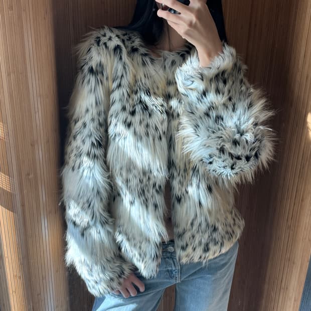 몰리올리 레오파드 호피 퍼 자켓