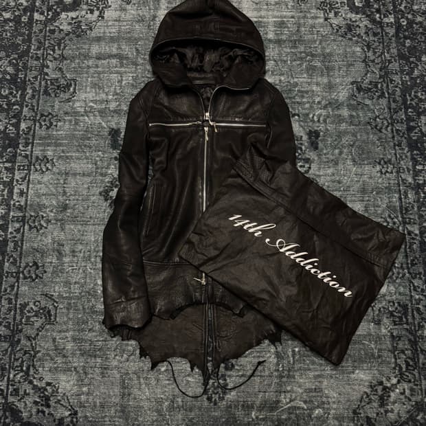 14th addiction cross zip leather hood ja