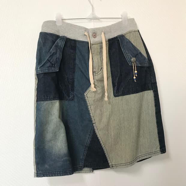 vintage patchwork denim skirt
