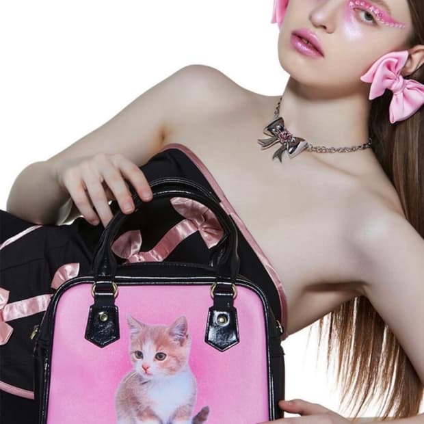 허자보이 고양이 레더 토트백