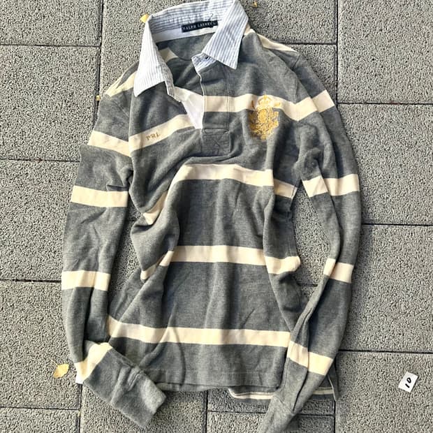 *rare* 2000s JPN polo 스트라이프 카라 롱슬리브