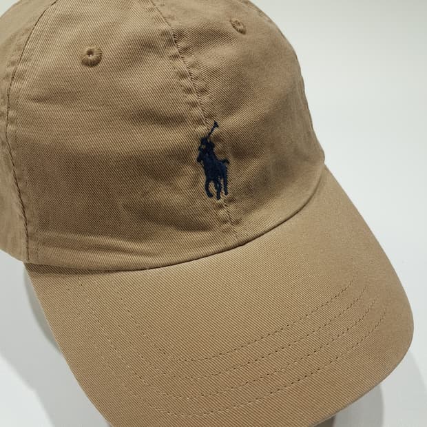 CL553 폴로 코튼 다크네이비 자수 베이지 볼캡 모자