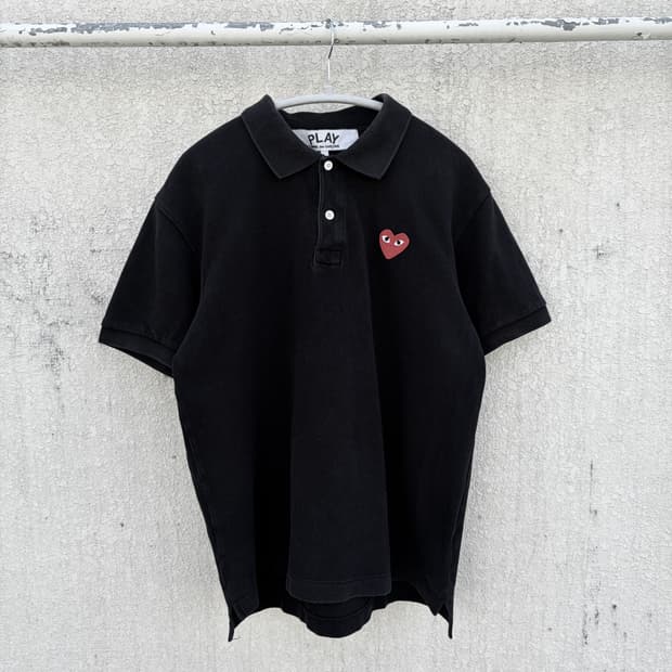 L)꼼데가르송 레드 하트 와펜 PK카라 반팔티셔츠