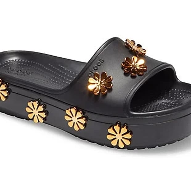 Crocs 크록스 크록밴드 플랫폼 메탈릭 블룸 슬라이드 슬리퍼 250