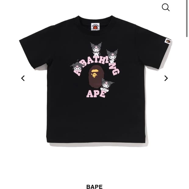 BAPE X KUROMI 콜리지 티셔츠(KIDS) BLACK  140