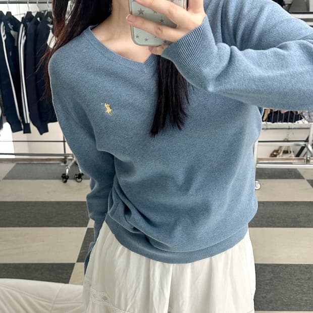 폴로 랄프로렌 스카이 피마코튼 V넥 니트 