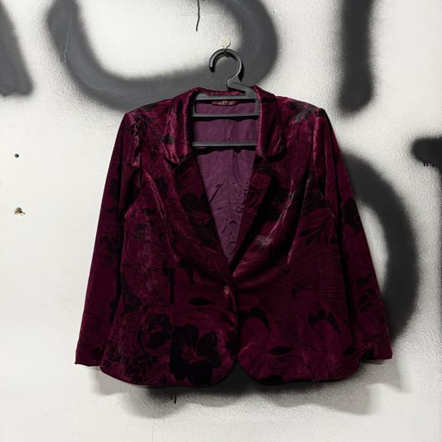 VTG 빈티지 플럼 벨벳 블레이저 자켓