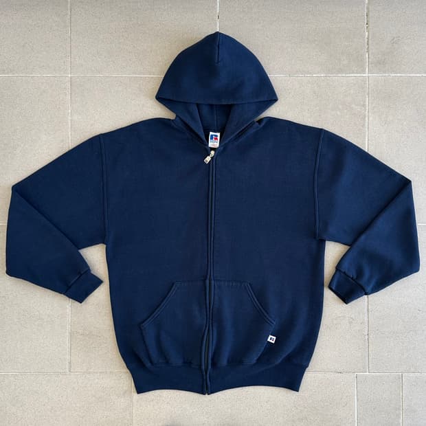 90s 빈티지 러셀 후드집업 네이비 L