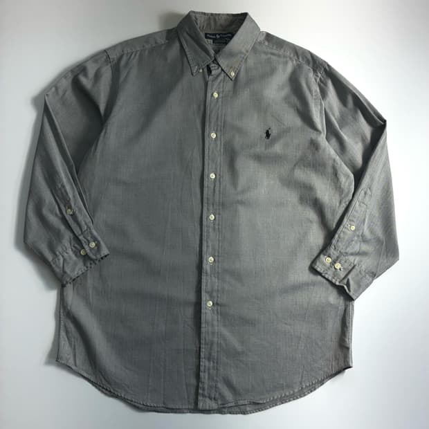 Polo  폴로 랄프로렌 자수 코튼 그레이 솔리드 셔츠 