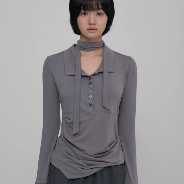 플레어업 Asymmetrical Draped Shirt (FL-186_G