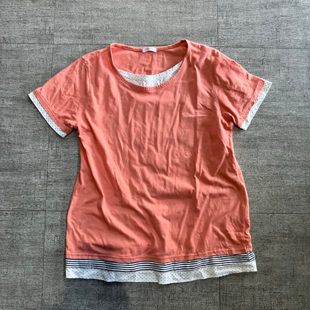 일본빈티지 Cinemaclub 하구미모리걸 레이어드 반팔티셔츠