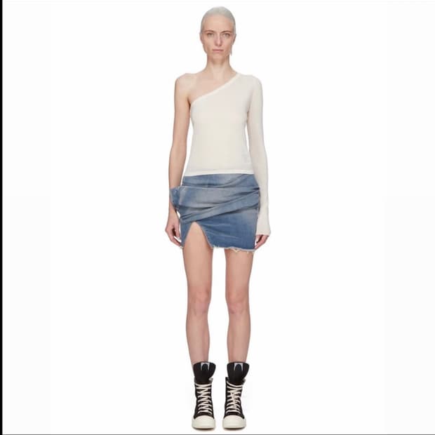 릭오웬스 다크쉐도우 25ss 드레이프 데님 미니 스커트