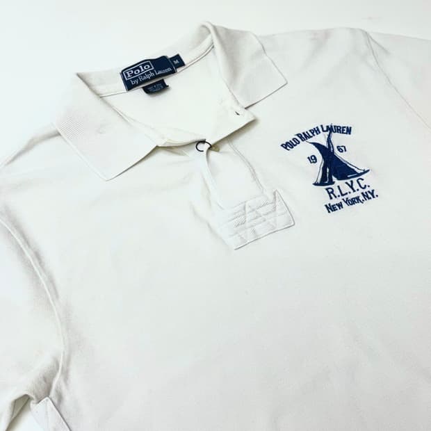 Polo 폴로 랄프로렌 화이트컬러 요트자수 반소매 PK티셔츠