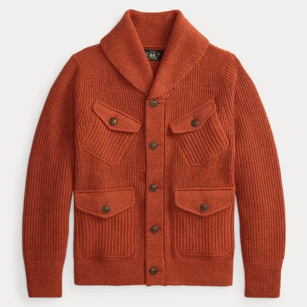 RRL 울 코튼 숄 칼라 카디건