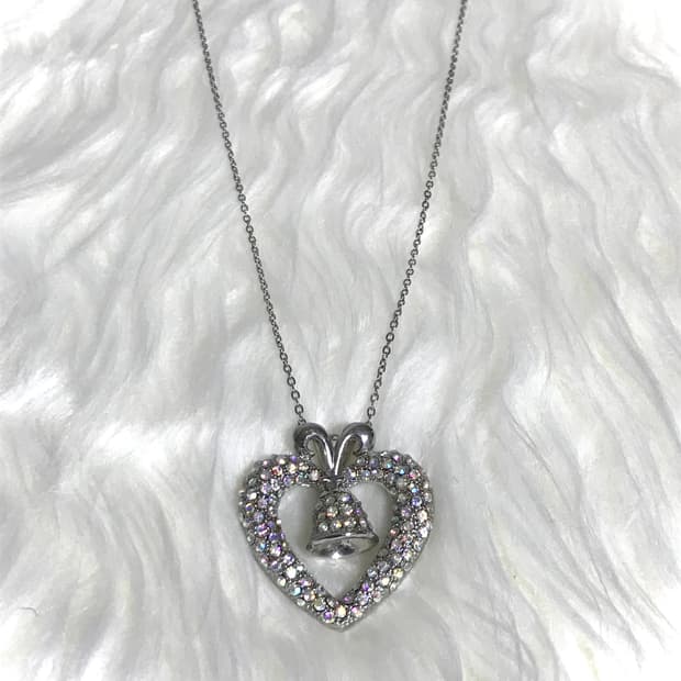 빈티지 하트 종 헤이세이 갸루 롱 드롭 써지컬스틸 체인 목걸이