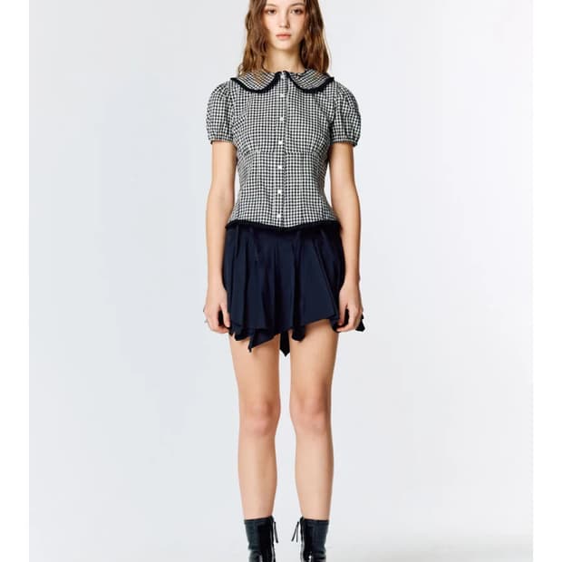 반택포) 라티젠 체크 퍼프 셔츠 L15 check shirt black