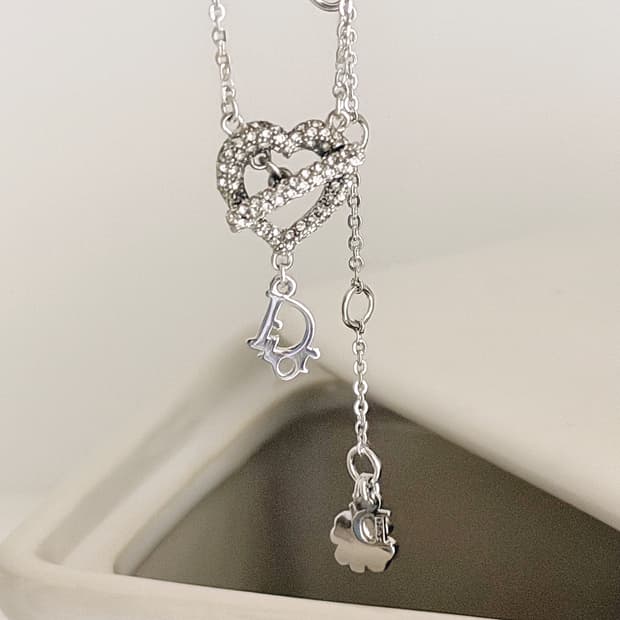 [희귀] 디올 하트 토글 오블리크 목걸이