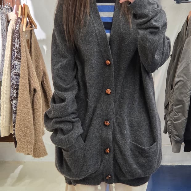 브룩스브라더스 캐시미어 우드버튼 가디건