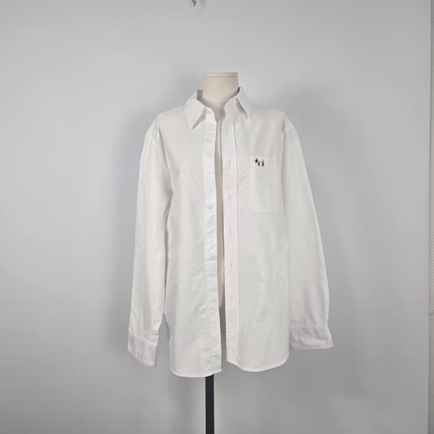 0180.아가타 화이트 스코티  자수 포인트 셔츠L