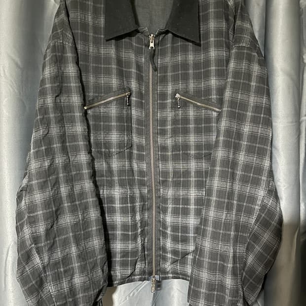 [4] 25FW 폴리테루 라미 체크 블루종 자켓 / Black