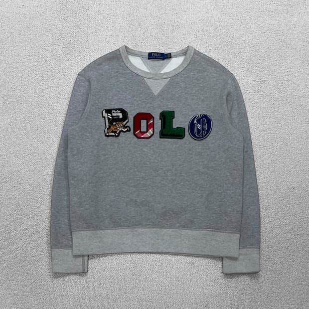 폴로 랄프로렌 빅로고 타이거 패치 맨투맨 그레이