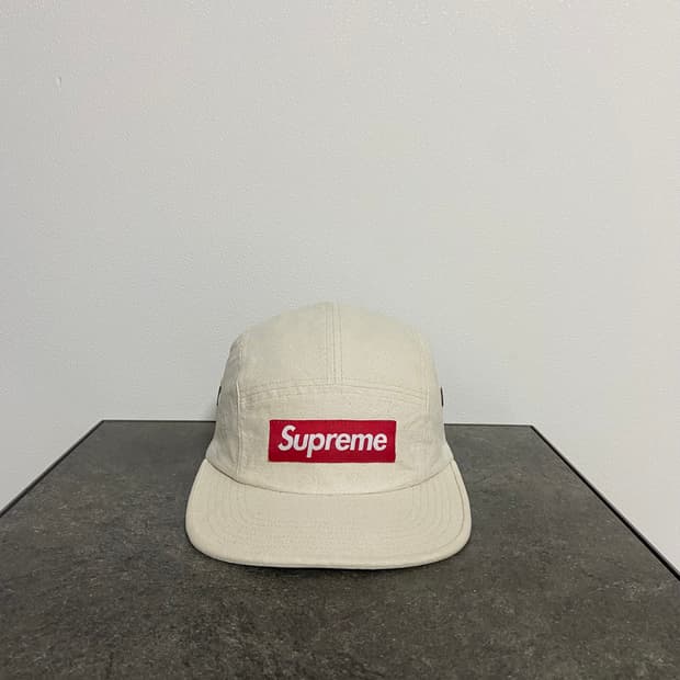 (OS) 슈프림 박스로고 캠프캡 모자 워시드 캔버스 내츄럴