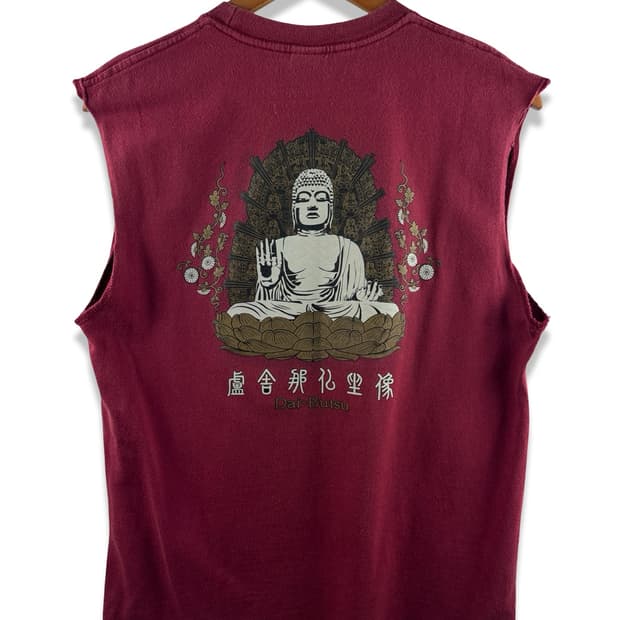JPN 노사나불좌상 버건디 민소매 티2974