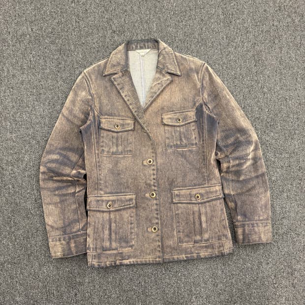 9AR)ALPHACUBIC 빈티지 여성 데님 블레이저 자켓