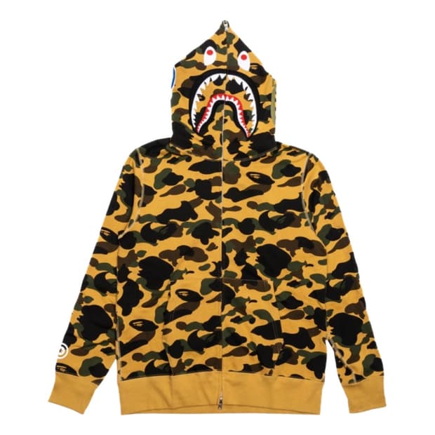 베이프 퍼스트 카모 샤크 풀 집 후드 옐로우
